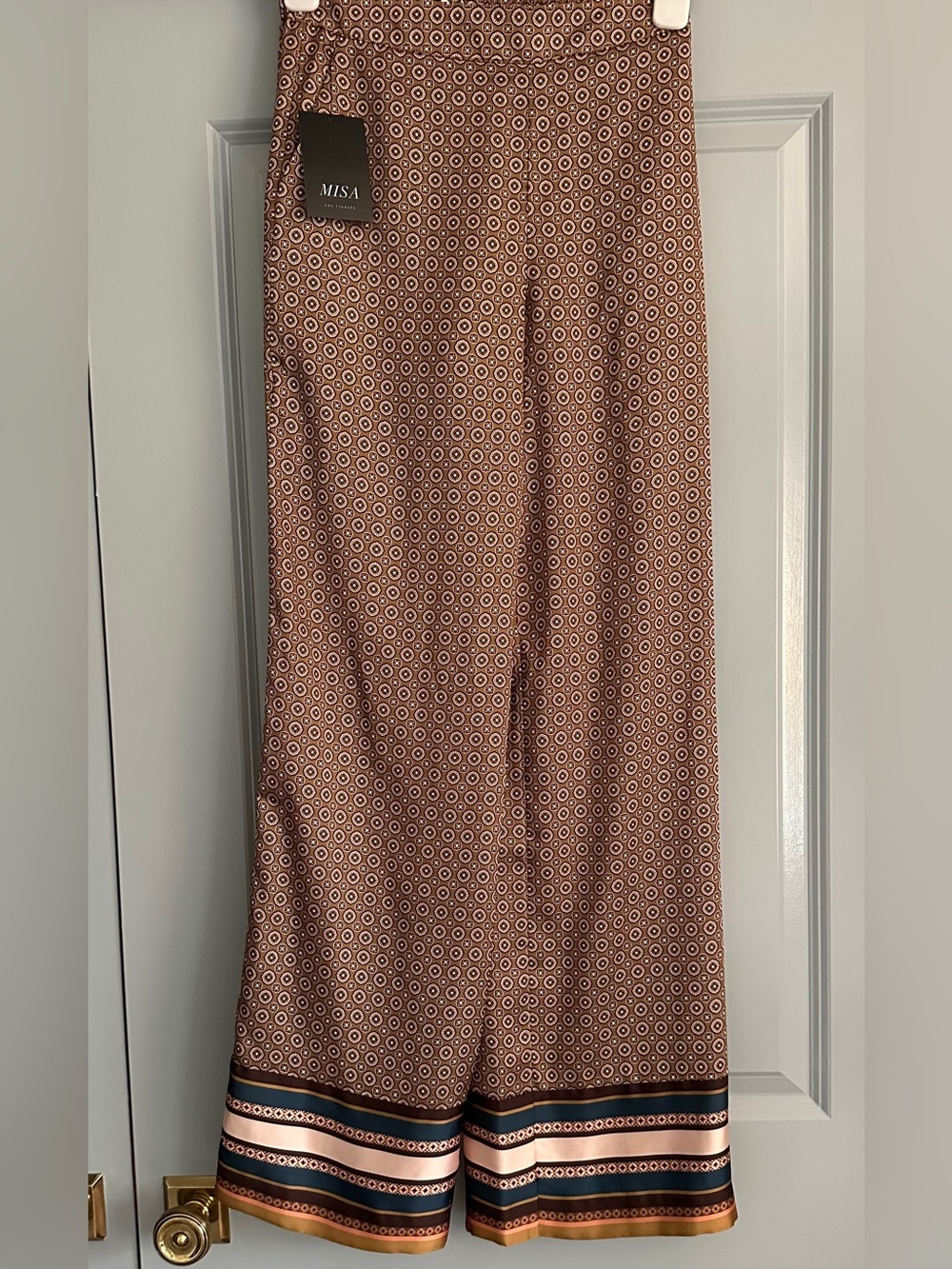 Brown Geometric Wide-Leg Pants